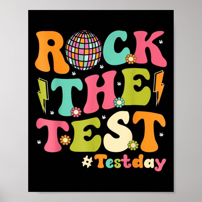 Rock The Test Testing Day Retro Motivational Teach Poster (Framsidan)