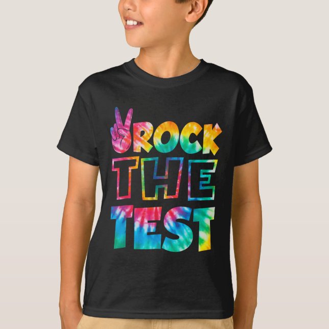 Rock The Test Testing Day Retro Motivational Teach T Shirt (Framsida)