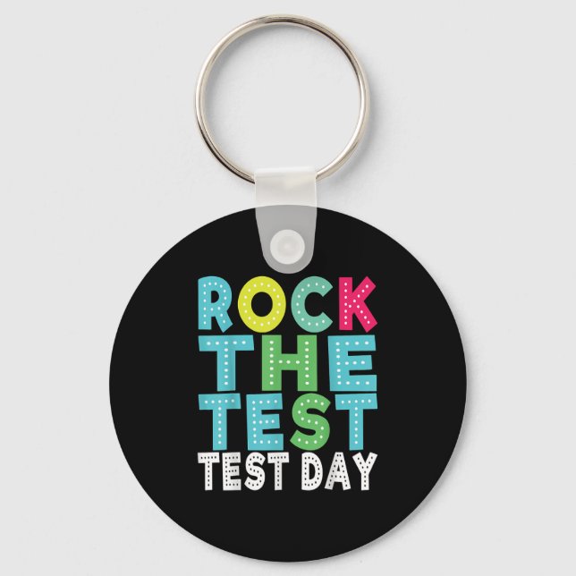 Rock The Test Testing Day Staar Motivational Teach Nyckelring (Framsida)