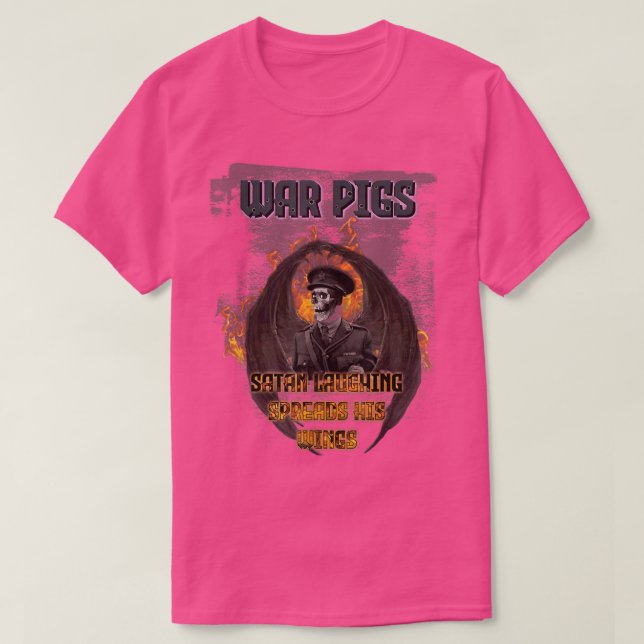 Rock War Pigs general skeleton devil satan laughin T Shirt (Design framsida)