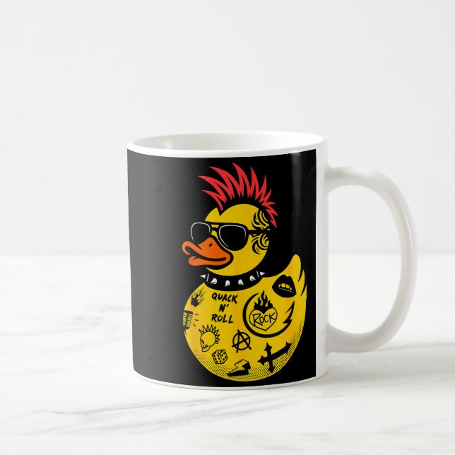 Rock Yellow Rubber Duck Men Women Kids Funny Duck  Kaffemugg (Höger)