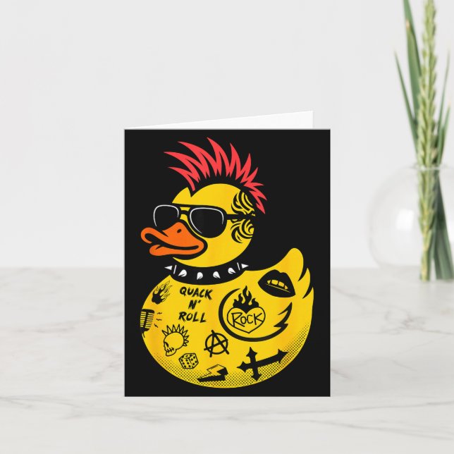 Rock Yellow Rubber Duck Men Women Kids Funny Duck  Kort (Framsida)