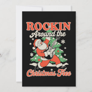 Rocka runt julgranen Santa Rock Musik Julkort