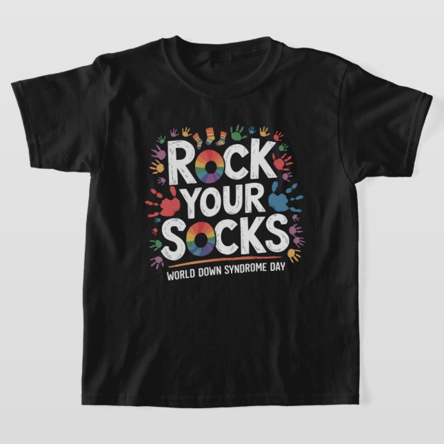 Rocka Strumpor Världs Down Syndrom Medvetandedagen T Shirt (Laydown)