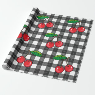 Rockabilly 1950-talets körsbär på Svarta vita fläc Presentpapper