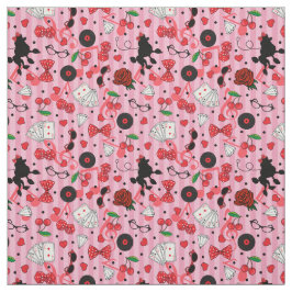 Rockabilly 50-talets Rocker Pudel Cherries och Ro Tyg