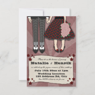 Rockabilly Bröllop, 3,5 x 5 bröllop Inbjudningar
