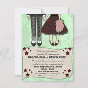 Rockabilly Bröllop, 4,25x5,5 förlovning Inbjudningar