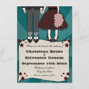 Rockabilly Bröllop, 4.5x6.25 spara datumet