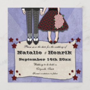 Rockabilly Bröllop, 5.25x5.25 spara datumet