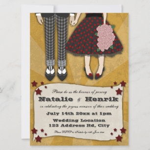 Rockabilly Bröllop, 6,5 x 8,75 bröllop Inbjudningar