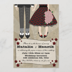 Rockabilly bröllop, bröllop 5x7 * inbjudningar
