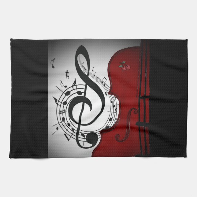 ROCKABILLY CELLO/VIOLIN ART PRINT KITCHEN TOWEL KÖKSHANDDUK (Horisontell)