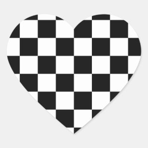 Rockabilly Checkerboard Hjärtformat Klistermärke