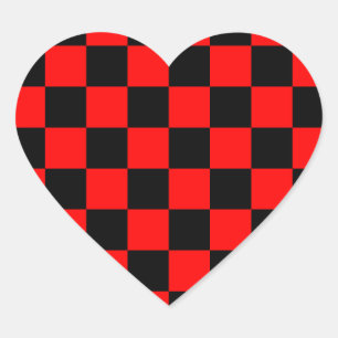 Rockabilly Checkerboard Hjärtformat Klistermärke