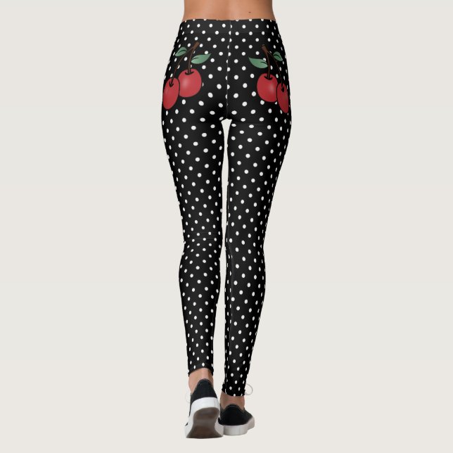 ROCKABILLY CHERRY KÄRLEK POKE DOT LEGGINGS (Baksida)