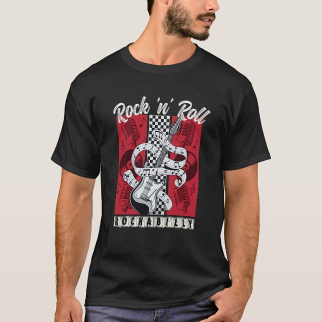 Rockabilly Clothing Rock N Roll Swing Greaser 50s T Shirt (Framsida)