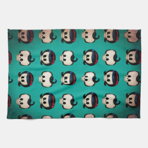 Rockabilly döskallarmönster kökshandduk