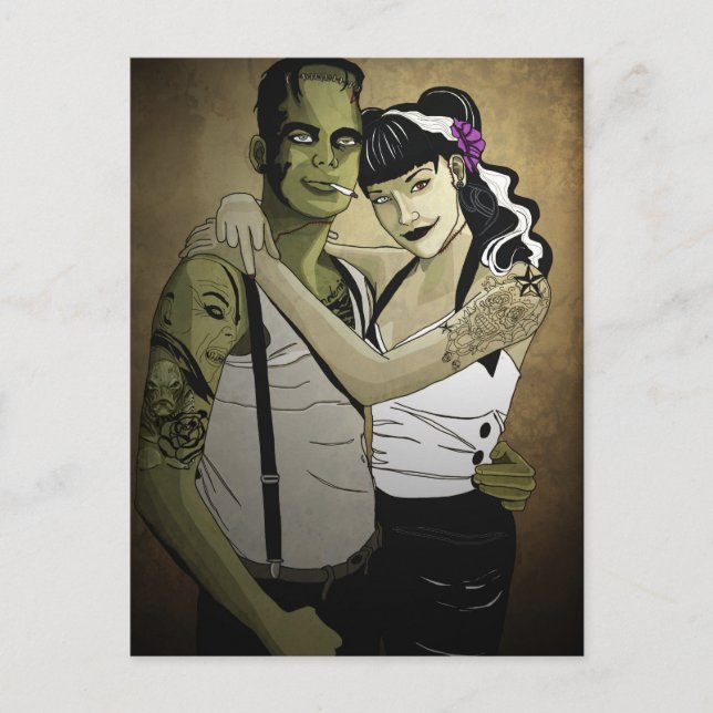 Rockabilly Frank och Bride Vykort (Framsida)