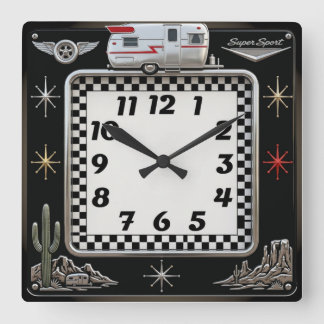 Rockabilly Fyrkantig Klocka