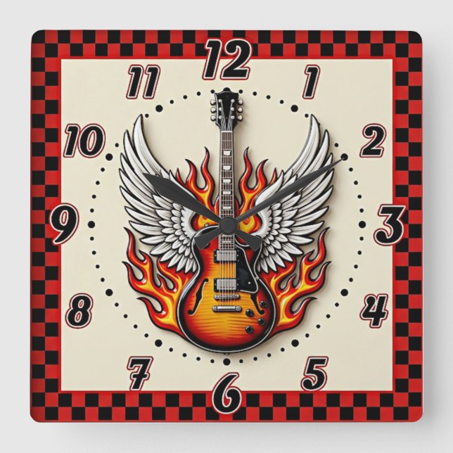 Rockabilly Fyrkantig Klocka (Framsida)