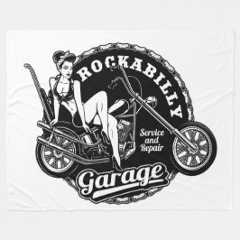 Rockabilly Garage Pin Up Girl Fleecefilt