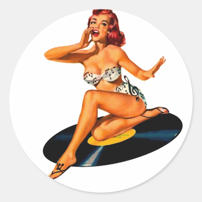 Rockabilly Goddess Runt Klistermärke (Framsida)