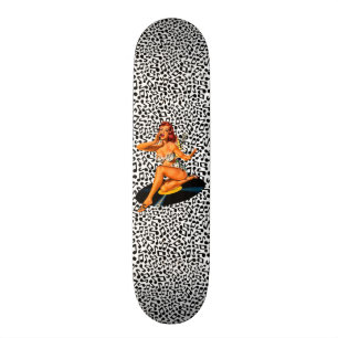 Rockabilly gudinna old school skateboard bräda 18 cm