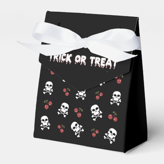 Rockabilly Halloween Döskallars Cherries Favbox Presentaskar (Framsidan Sidan)