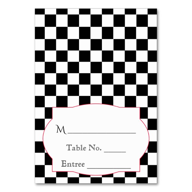 Rockabilly Hearts och Ro Place Card Bordsnummer (Framsidan)