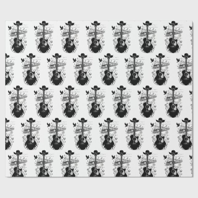 Rockabilly-inpackning, Johnny Cash-tema present Presentpapper (Platt)