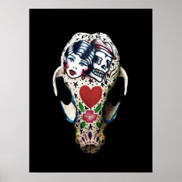 Rockabilly Paverkligen Skull Poster