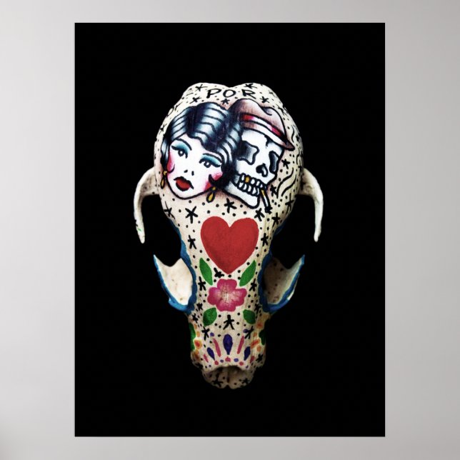 Rockabilly Paverkligen Skull Poster (Framsidan)