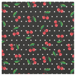 Rockabilly Red Cherries och Polka dots 50-talet Mö Tyg