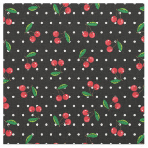 Rockabilly Red Cherries och Polka dots 50-talet Mö Tyg