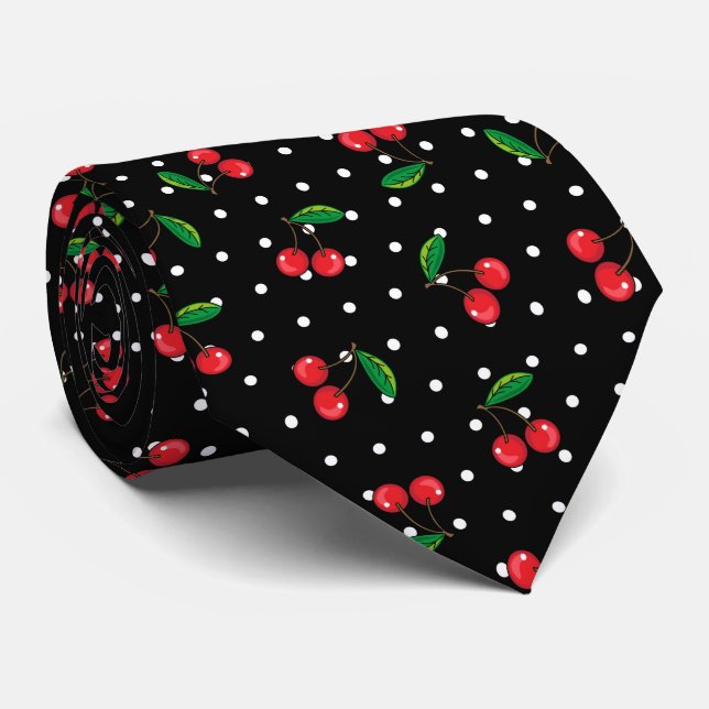 Rockabilly Red Cherries och Polka dots Black Slips (Rullad)