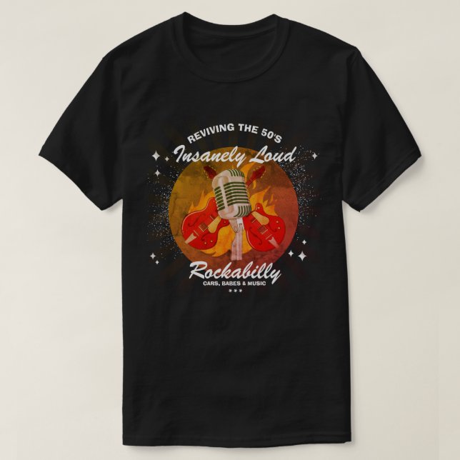 Rockabilly Reviving the 50's Guitars Mic Graphic T Shirt (Design framsida)