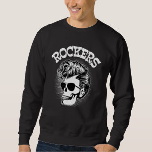Rockabilly Skull Clothing Psychobilly Sten och Rol Lång Ärmad Tröja