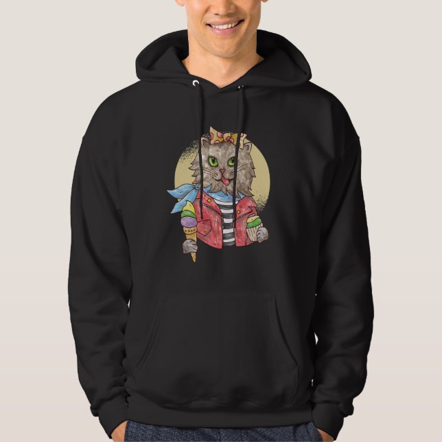 Rockabilly-stil katt hoodie (Framsida)