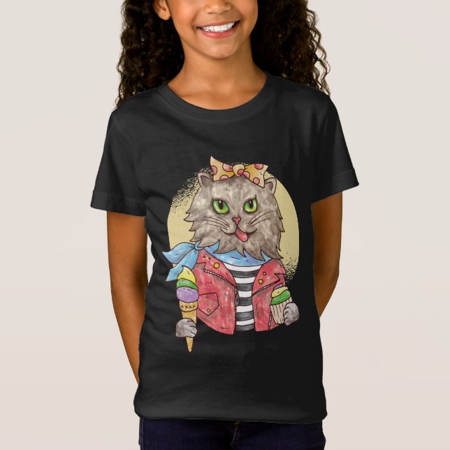 Rockabilly-stil katt t shirt (Framsida)