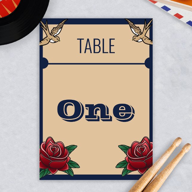 Rockabilly Tattoo gotiic Wedding Reception Bordsnummer (Rockabilly Tattoo Gothic Wedding Reception Table Number)