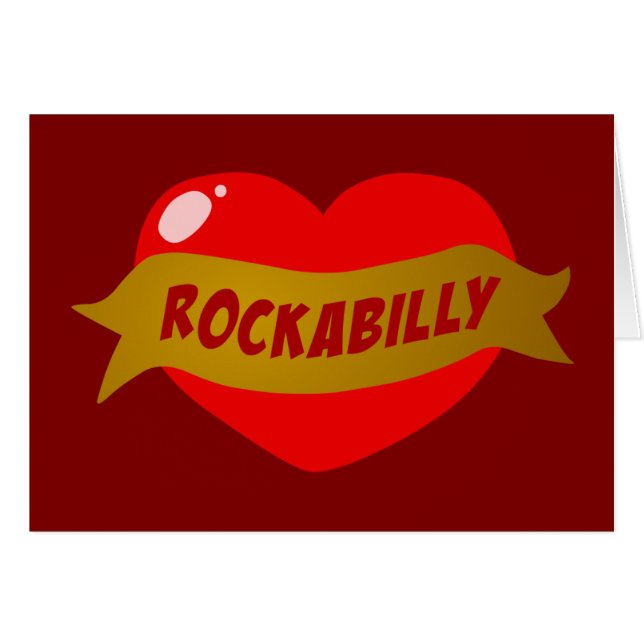 Rockabilly tatueringhjärta hälsningskort (Framsidan Horizontal)