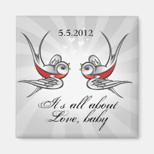 Rockabilly tatueringsvalor sparar daterabröllop magnet