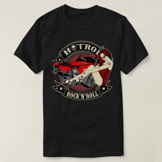 Rockabilly Tees For Women Men Hotrod Rock N Roll P T Shirt (Design framsida)