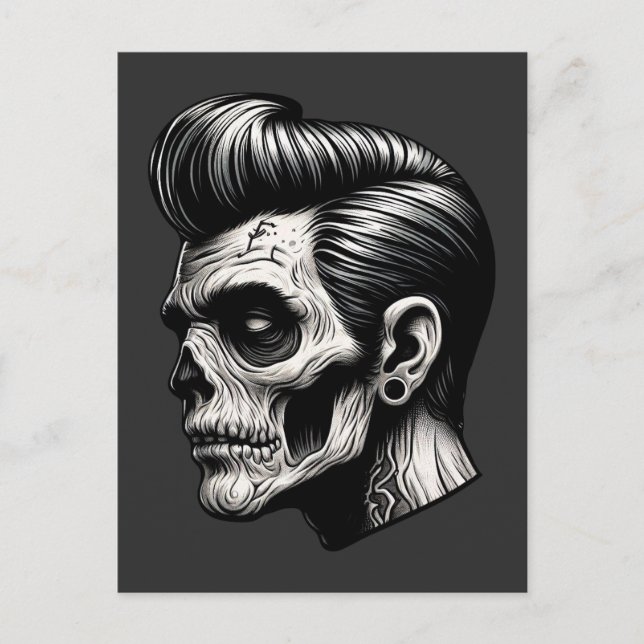 Rockabilly Zombie Vibes Vykort (Framsida)