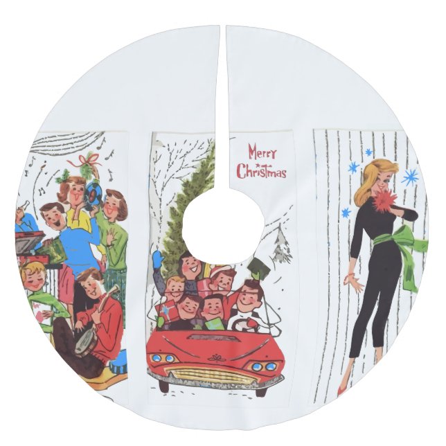 rockabilt årgång Julskirt träd Julgransmatta Borstad Polyester (Framsidan)