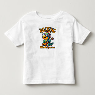Rockande förskole-dinosaurie med gitarr t shirt
