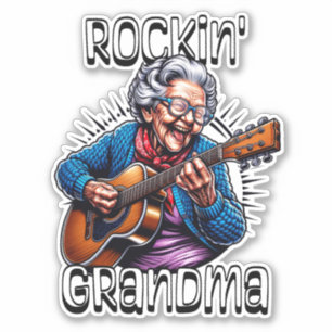 Rockande mormor Rolig serie Klistermärken