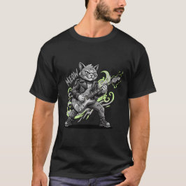 Rockande svart katt t-shirt_söt katt band shirt pr t