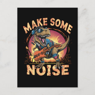 Rockande T-Rex Dinosaurkonsert Konst Helg Vykort